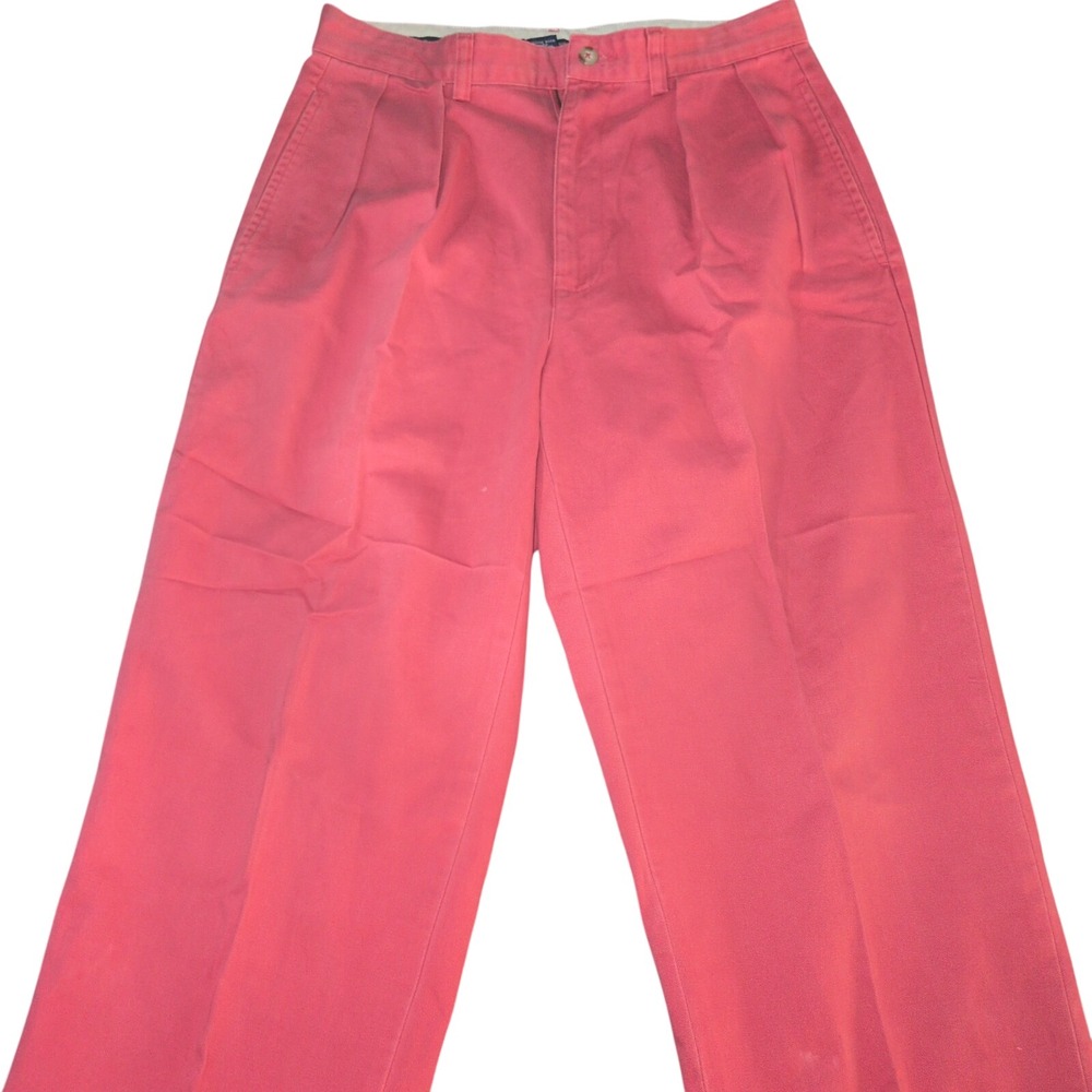 Polo Ralph Lauren Trousers Cotton Mens 30x25 Pink Vintage Double Pleated Y2K